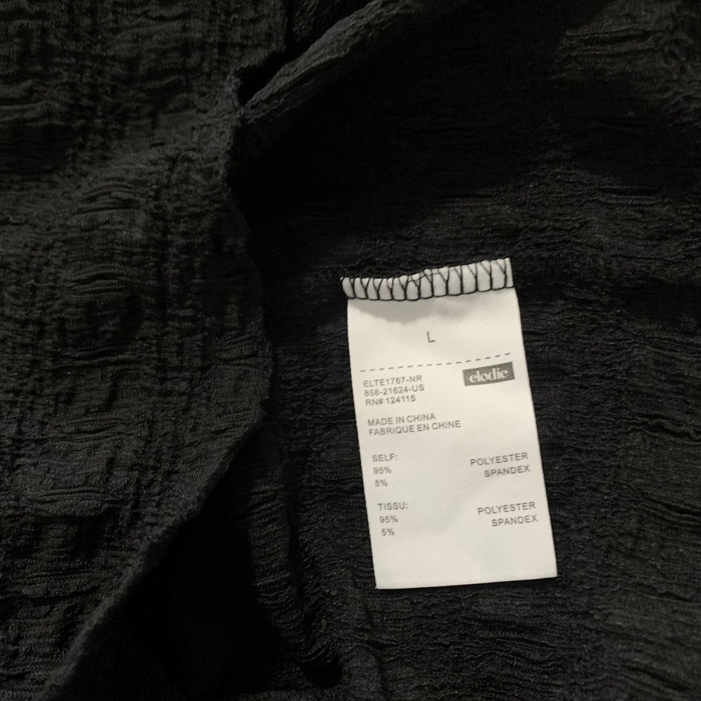NWT Elodie Black Textured‎ Square Neck Long Sleeve Top Size Large - Picture 4 of 4